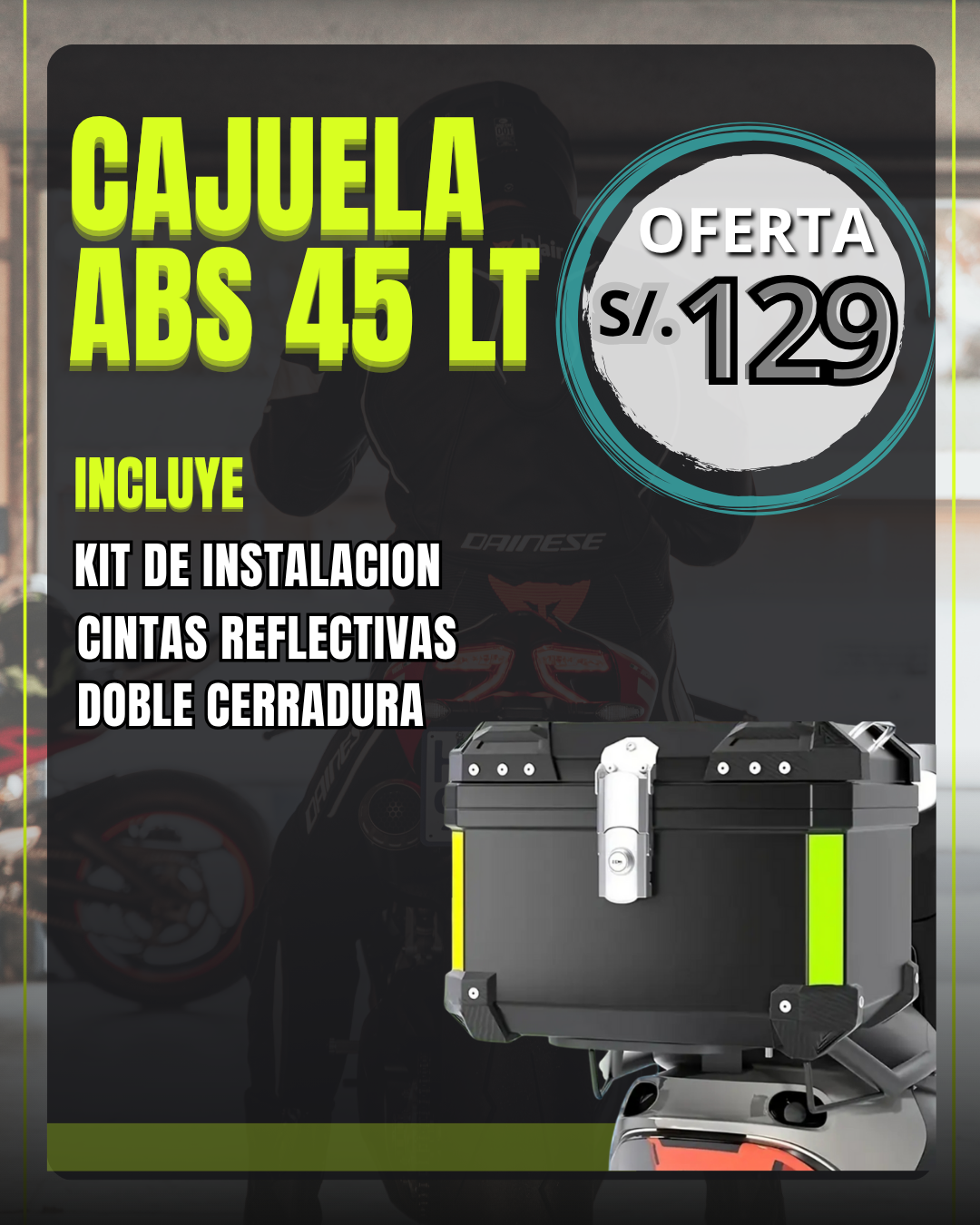CAJUELA DE MOTO ABS 45 LITROS